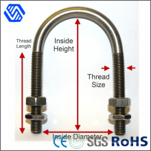 Standard-Größenbolzen Hochfester Edelstahl-U-Bolzen mit Standard-Sechskantmuttern und Sechskantmuttern mit kleinem Gewinde